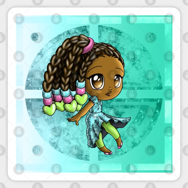 African American Girl with Hair Beads Sticker by treasured-gift